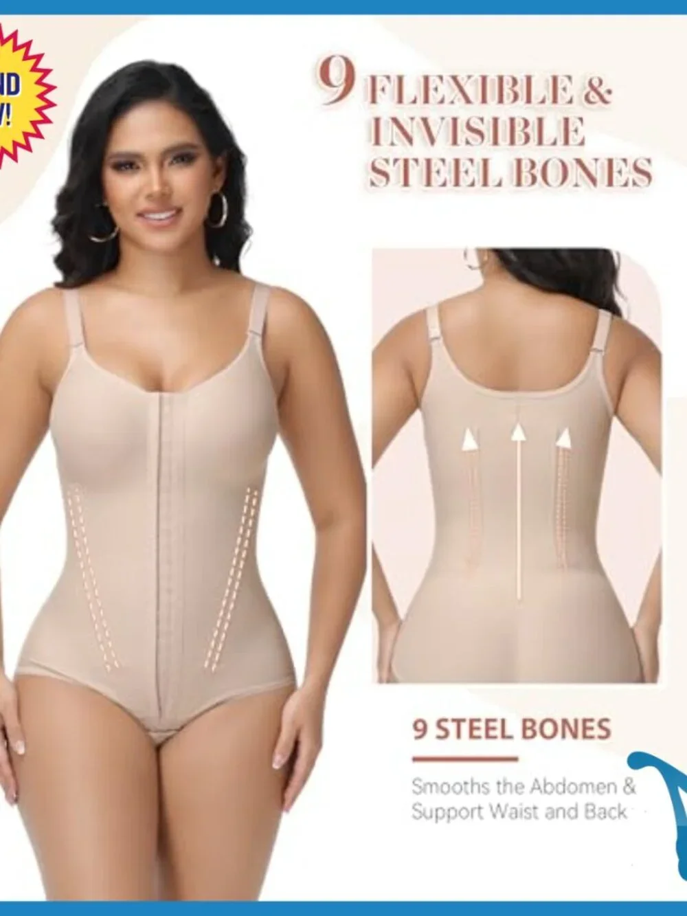 High Compression Shapewear Bodysuit with Steel Bones Tummy Control